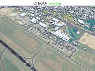 Hazrat Shahjalal Dhaka Airport 8km Low-poly 3D model