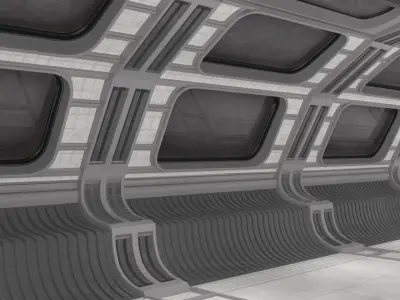 Modular scifi spaceship interior Low-poly 3D model