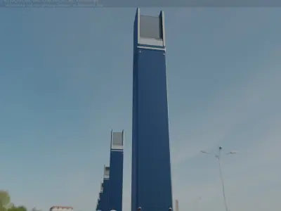 Street Light 8 Bollard 900mm Futuristic Blue Version 1 Low-poly 3D model