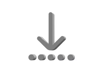 3d arrow down to dotted line Low-poly 3D model