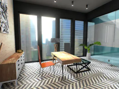 G0017 VR Virtual Reality Environment Office Low-poly 3D model