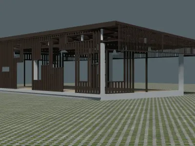 Outdoor pergola 3D model