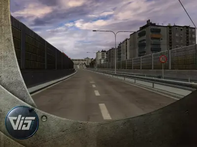 City highway Low-poly 3D model