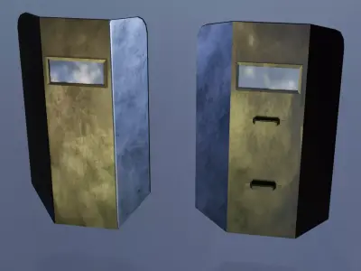 Shield metal tower with sky behind it Low-poly 3D model