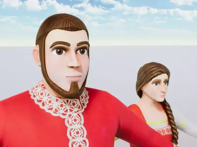 Stylized Character Medieval People Collection Rigged Low-poly 3D model