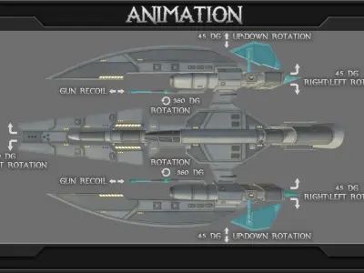 Space fighter D46 Trident Low-poly 3D model