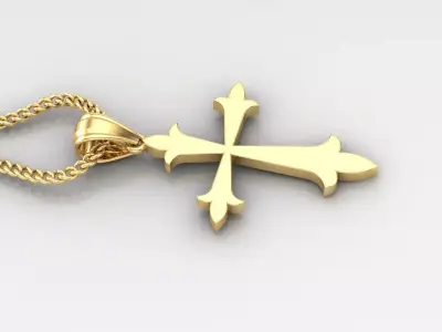 Light Gold 18K Cross Pendant 1CP002 3D print model buy
