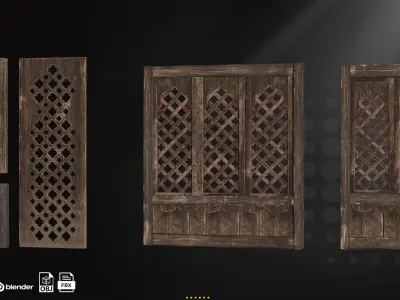 30 Old Door and Window Low-poly 3D model