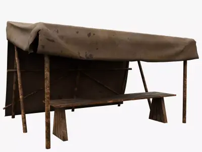 Market Stall Cotton Low-poly 3D model