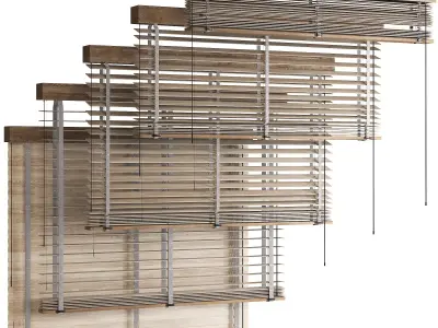 Wooden Blinds Set Low-poly 3D model purchase
