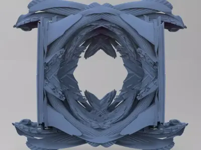 Baroque Gilded Drake frame 2 3D model