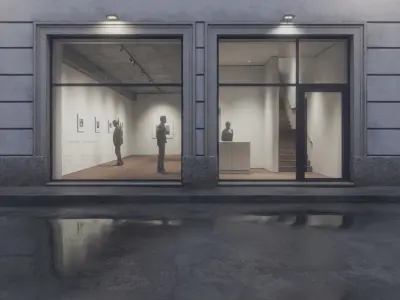 Contemporary Small Art Gallery Low-poly 3D model