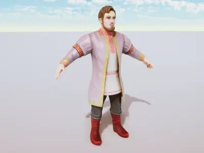 Stylized Character Medieval Rich Man Rigged with Shape Keys Low-poly 3D model