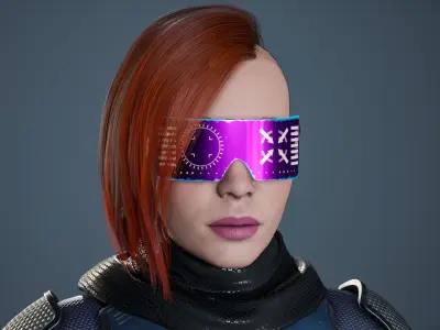 Sci-Fi Glasses Visor Pack 3 Low-poly 3D model