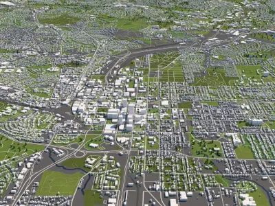 Raleigh 50x50km 3D City Map 3D model