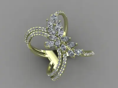 Marquies And Pear With Daimonds Beautiful Ring 3D Print Model 3D print model