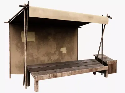 Market Stall Cotton Low-poly 3D model