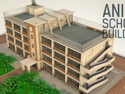 Anime School Building - 3D 3D model