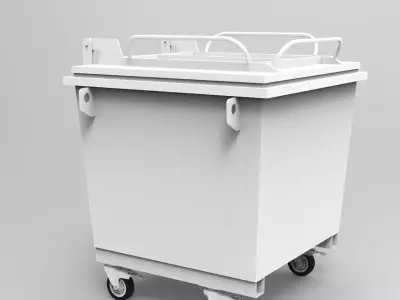 Large Wheeled Garbage Bin 1100L with Lid 3D model