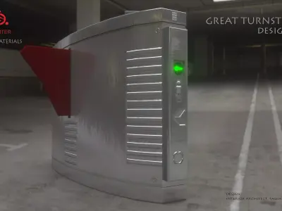 Turnstile 3D model electronic gate with light Low-poly 3D model