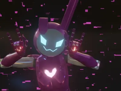 Female Bunny Robot Character Low-poly 3D model