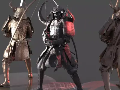 Arch Horned Demon samurai 2 versions 3D model