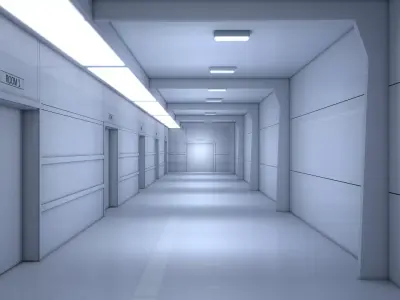 Futuristic Apartment Corridor Low-poly 3D model