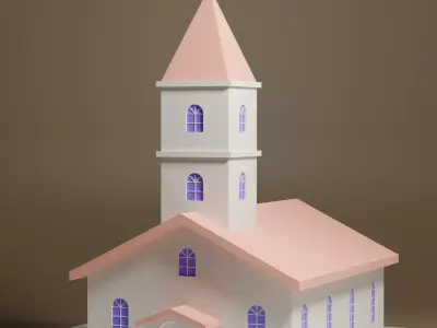 lowpoly Cartoon Church Low-poly 3D model