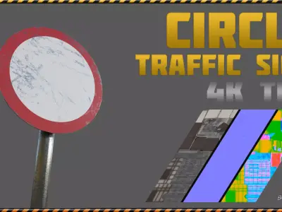 Circle Traffic Sign Low-poly 3D model