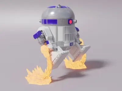 R2D2 Chibi Flying Fan Art Super Deform Star Wars 3D print model