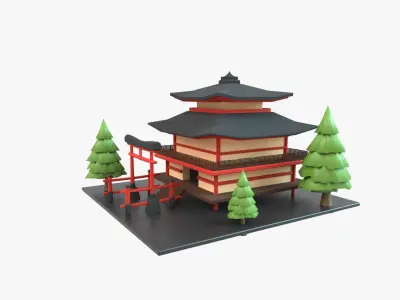 Temple Japanese 3D Illustration 3D model