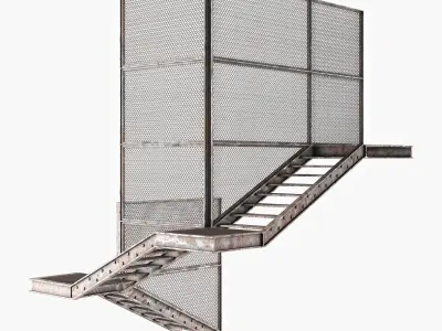 Old metal stair Low-poly 3D model
