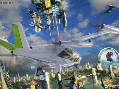  Hyundai S-A2 eVTOL Aircraft Urban Mobility Concept Light On White Rigged for Cinema 4D 