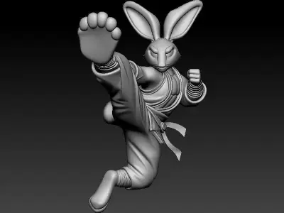 KungFu Rabbit HipHop Pendant Street Fighter Rapper Jewelry 3D print model
