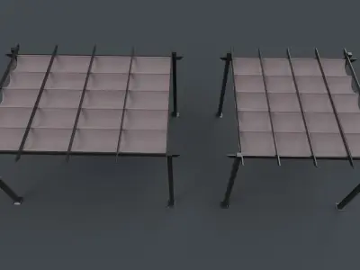 PBR Wooden Pergola Gazebo A3 Low-poly 3D model