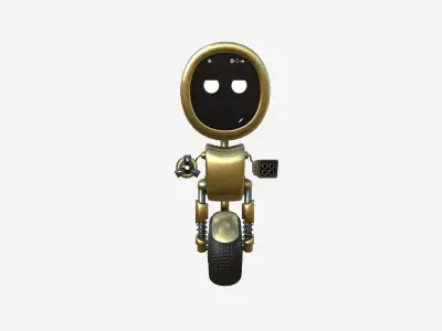 Wheel Robot H07 Gold - SciFi Character Design Low-poly 3D model