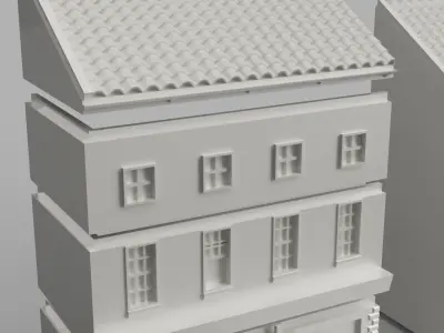 Townhouse Street Shops 1 to 100 scale Diorama 3D print model