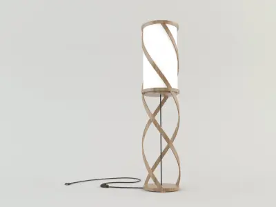 Bamboo floor lamp 3 Low-poly 3D model