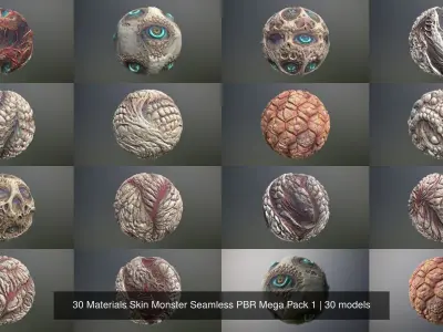 30 Materials Skin Monster Seamless PBR Mega Pack 1 Texture