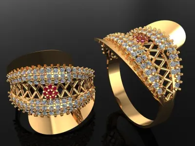 Women Ring 9 light weight women fashion band ring 3D print model