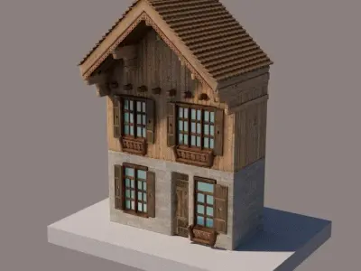 Alpine House Low-poly 3D model