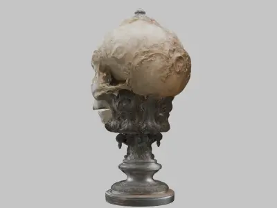3D Skull on Pedestal - High-Quality Model for Art and Design Low-poly 3D model