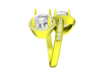 Luxury Two Stone Oval Halo Statement Ring 7060 3D print model
