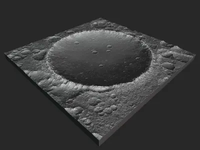 Large lunar crater Moon landscape 3D print model