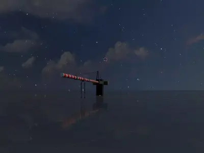 Railway Crossing Barrier 7 m closed Low-poly 3D model