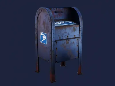 Mailbox 3D Model old rusty 3D model