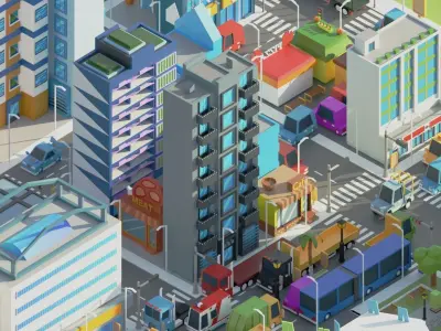 Simple Poly City 2 Low-poly 3D model