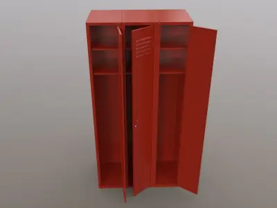 PBR School Gym Locker 03 - Red Low-poly 3D model