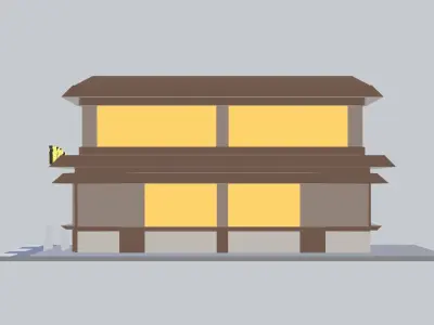 Lowpoly Small Cafe Teashop Coffeshop 3D Object  Low-poly 3D model