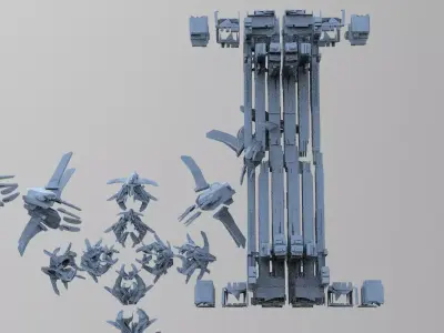 Cyberpunk asteroid grand towers 9 3D model